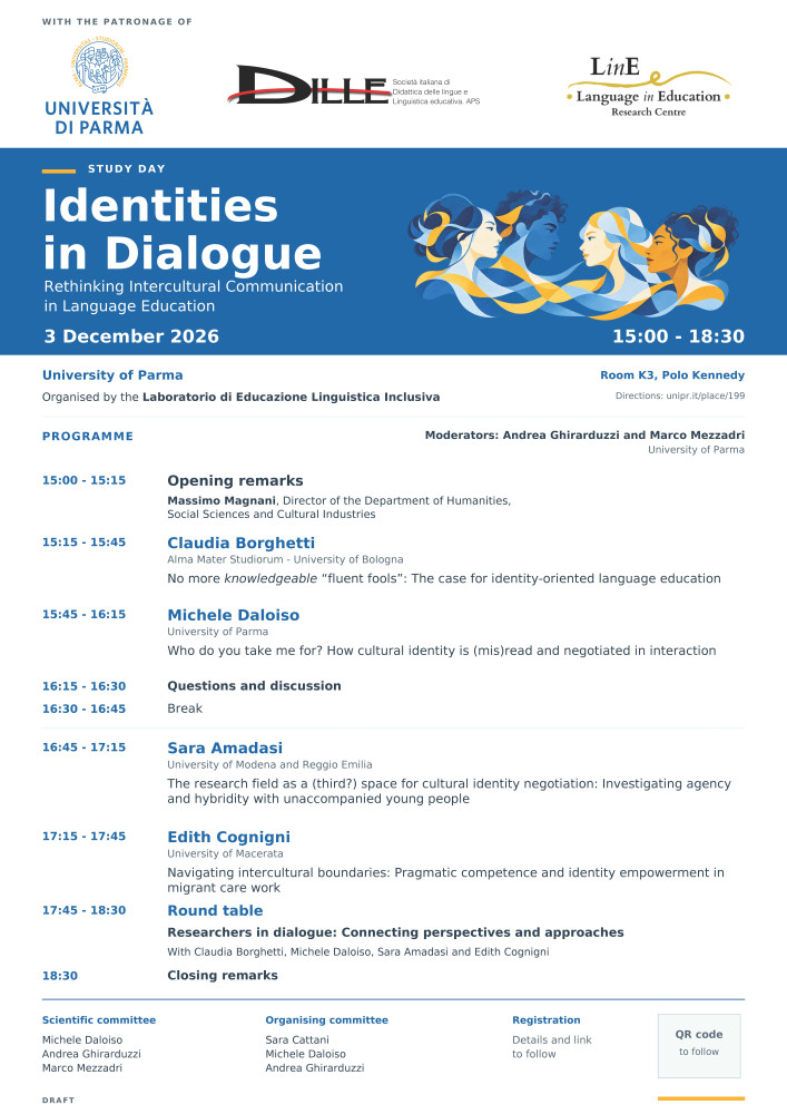 Locandina di Identities in Dialogue, 3 dicembre 2026. Apri il programma completo in PDF.